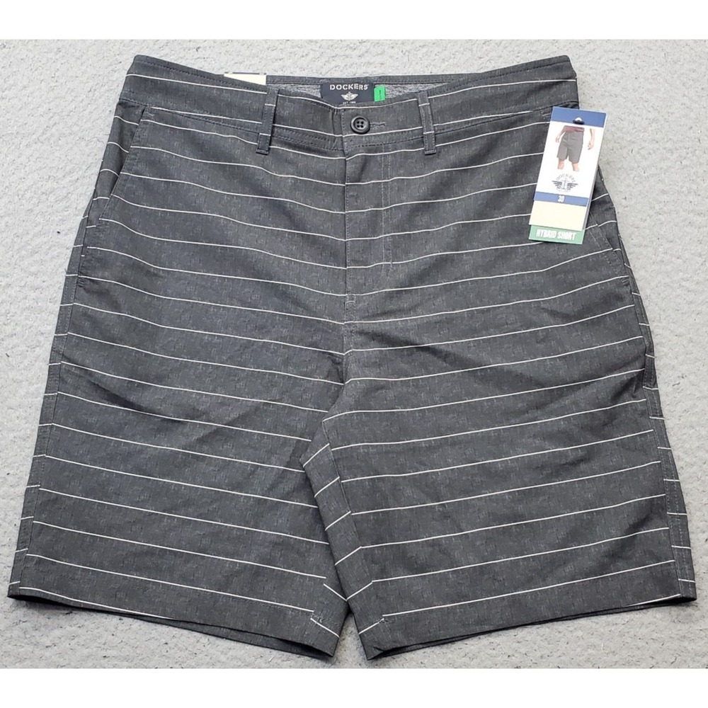 Dockers Hybrid Shorts Mens 30 Multi Striped Golf Performance Comfort 10" Inseam